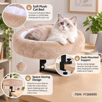 Lit pour chat à fixer sur bureau avec pince, hauteur réglable, perchoir rond en peluche, lit surélevé peu encombrant pour la maison et le bureau