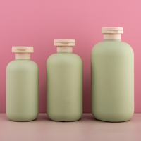 Vente en gros 300ml 500ml HDPE coin arrondi vert clair bouteille de pompe à émulsion de grande capacité ensemble de bouteilles de shampooing