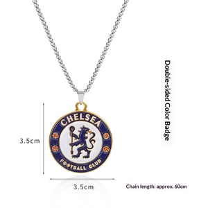 Colgante esmaltado de doble cara de aleación de zinc para Barcelona <span class=keywords><strong>Chelsea</strong></span>, para collar deportivo con cadena de serpiente de acero inoxidable - Product Image 4