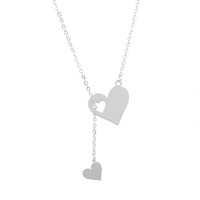 Bijoux tendance Go Party Collier à double cœur Colliers à pendentifs creux en forme de cœur Colliers en acier inoxydable pour femmes et filles