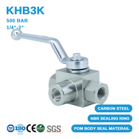 Válvula de Bola de Alta Presión de Acero Inoxidable Serie KHB3K de Tres Vías con Control Hidráulico Manual para Aceite, Entrega Rápida