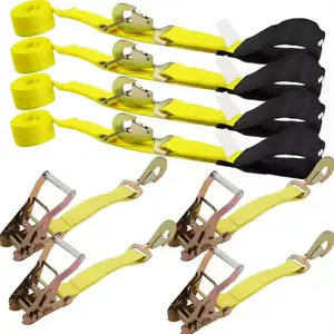 Produk baru tali pembawa mobil kuning 10000lbs kit pengangkat roda mobil dengan kait jepret & cincin D