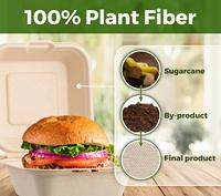 Boîte à lunch en bagasse biodégradable jetable Boîte à lunch alimentaire en bagasse de canne à sucre Boîte à clapet personnalisée