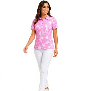 Camisa Polo con Estampado Floral Rosa para Mujer, Manga Corta, Cuello con Botones, Ligera, Verano, Golf, Informal, Proveedor Mayorista Personalizado - Product Image 1