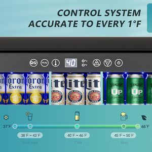 Refrigerador de Bebidas EUHOMY de 24 Pulgadas, Bajo Mostrador, Puerta de Vidrio, Nevera para Cerveza con Capacidad para 180 Latas, Enfriador de Acero Inoxidable - Product Image 3