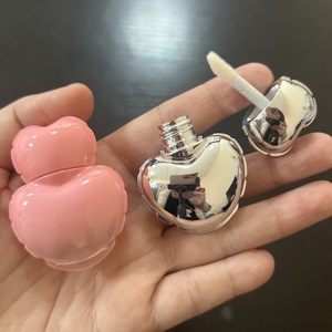 ISMAN - Envase de Brillo Labial en Forma de Corazón para Niños, Color Plateado Degradado a Rosa, Tubo de Envase Cosmético con Aplicador, 7 ml - Product Image 1