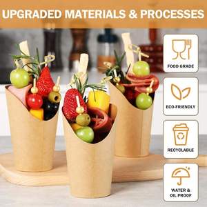 Vente en gros de boîtes à frites en papier kraft écologiques imprimées sur mesure avec poignée, contenants jetables pour la restauration rapide à emporter - Product Image 2