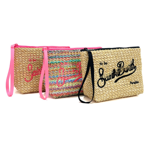Borsa per il Trucco in Paglia a Righe alla Moda, Grande Capacità con Cerniera, per Viaggi Estivi in Spiaggia, Organizer per Cosmetici - Product Image 6
