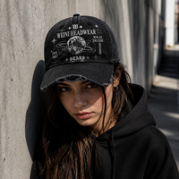 Casquette de baseball WEINI rétro avec motif planète, en coton délavé noir, style déchiré, pour hommes et femmes, style hip-hop urbain, vente en gros