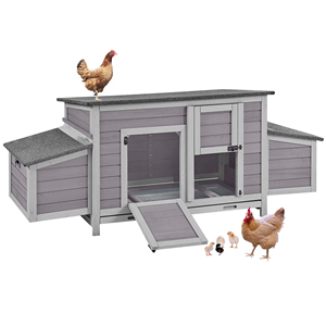 โรงเรือนเลี้ยงไก่หลังบ้านทันสมัยทำจากไม้เฟอร์ กันน้ำ คุณภาพสูง พร้อมกล่องวางไข่คู่ ถาดรองขยะ และฐานยกสูงสำหรับไก่ - Product Image 1