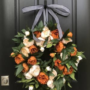 إكليل رودودندرون جديد عبر الحدود باب حائط موقد منزلي ، ديكور معلق من الفاوانيا. - Product Image 2