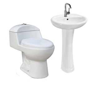 Lavabo de mano de cerámica <span class=keywords><strong>barato</strong></span> Fregadero de pedestal independiente para hoteles y baños Pedestal Lavamanes - Product Image 6