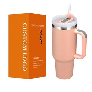 Venta al por mayor RTS caja de regalo flor impresa 40Oz vaso con asa con logotipo de doble pared al vacío vaso de acero inoxidable para coche - Product Image 1