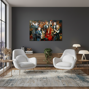 Jazz Musicians Print Canvas Art: Vibrant African Music Room Decor,<b>WRAPPED</b> CANVAS - Product Image 3