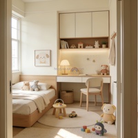 Ensemble de meubles de chambre d'enfant Lit Tatami avec lit et armoire Tatami, style Japandi moderne, fabricant direct d'usine OEM ODM