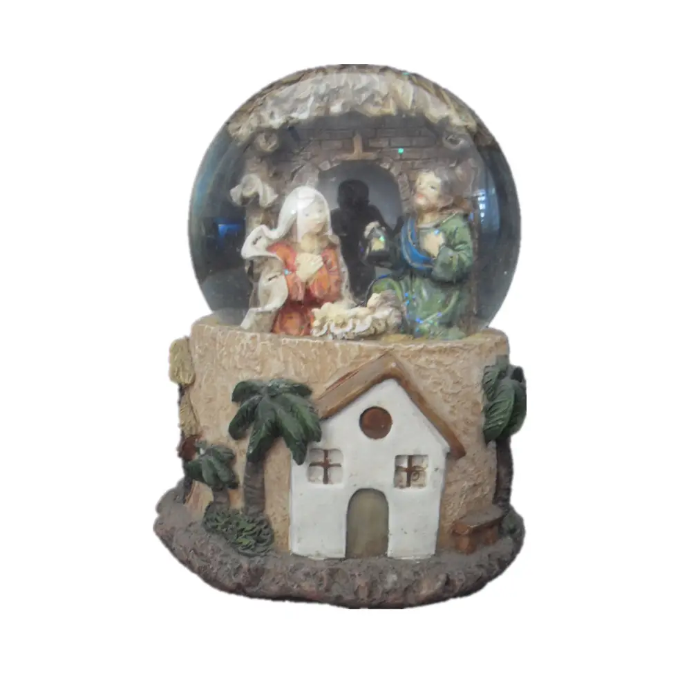 Resin Religious Manger Musical Snow Globe Souvenir snow ball