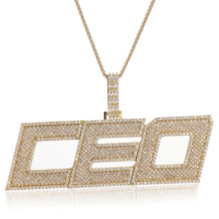 Collier pendentif personnalisable pour PDG avec chaîne en zircone glacée, couleur argent véritable, accessoire de bijouterie tendance hip-hop