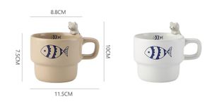 MSH personalizzato Logo 260ml stile giapponese <span class=keywords><strong>Cat</strong></span> Design ceramica tazza Latte per caffè - Product Image 6