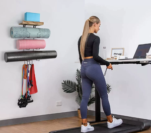 Gimnasio montado en la pared, de 3 niveles esterilla de Yoga, equipo deportivo, estante de almacenamiento de Metal con 4 ganchos, estante de almacenamiento de rodillos de espuma para Fitness, placa de madera - Product Image 4