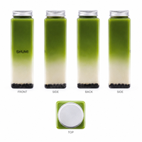 Bouteille carrée en PET de 500 ml avec couvercle en aluminium pour boissons (lait, café, jus de fruits, soda, bière) – Emballage à emporter pour vente en gros