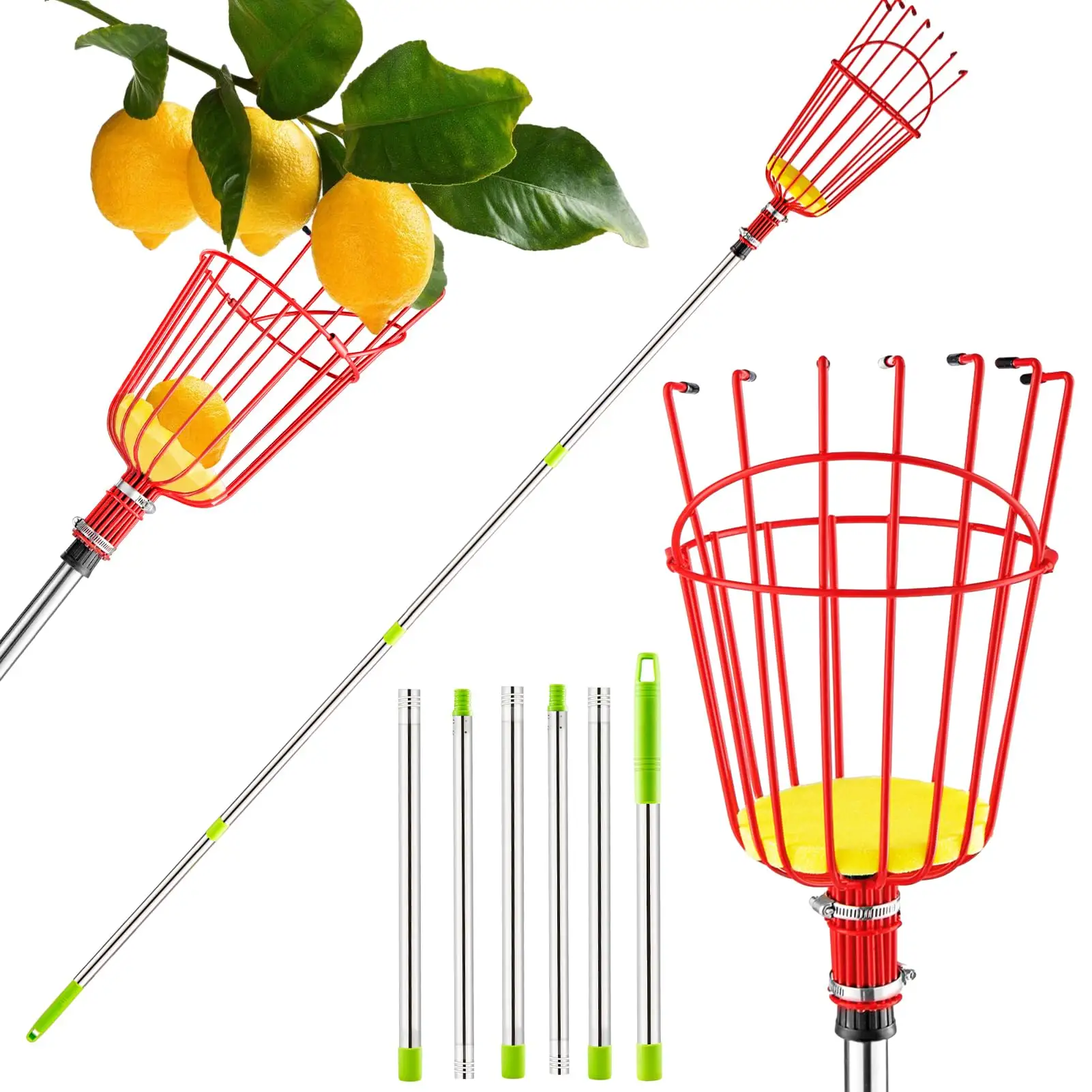 Hot bán telescoping mở rộng cực trái cây picker với Giỏ Lớn Trọng lượng nhẹ mở rộng cực picker cho trái cây