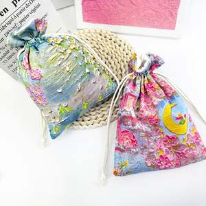 Sac en gaze coloré, matériau en coton écologique, étoile dorée, lune, impression de logo personnalisée pour bijoux, bonbons, bougies, emballage cadeau - Product Image 3