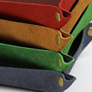 Custom Genuine Leather Folding Dice Holder Rolling Tray Personal Accessories Home Essentials Rustic Real Leather Catchall Tray - Product Image 3