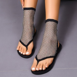 <span class=keywords><strong>Sandales</strong></span> en maille à strass scintillants pour femme, style chaussette, plates, type bottines, collection été, en promotion - Product Image 5