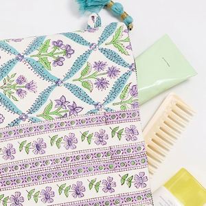 Custom Floral Printed <b>Large</b> Capacity Canvas Cosmetic <b>Bag</b> Girls Eco-Friendly Portable Foldable Makeup Organizer Tassel Reusable - Product Image 2