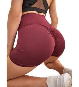 Short de Sport Sexy pour femmes, Logo personnalisé, pour le Fitness, le Yoga, effet froissé sur les fesses, 2021