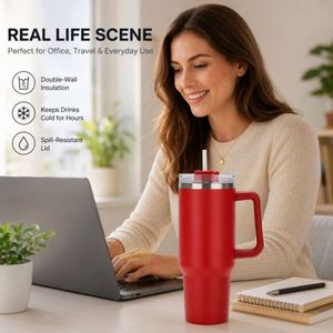 Custom Logo Vacuum 1200ml Travel Coffee Mug Insulated Double Wall Wholesale Stainless Steel 40oz Tumbler with Handle - Product Image 2