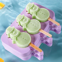 Moule à crème glacée en silicone pour dessin animé Outils de fabrication de sucettes glacées multiformes avec couvercle Moules à glace en silicone de qualité alimentaire