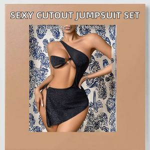 Conjunto de Lencería Sexy con Tirantes Diagonales Calados y Estilo Resort, Mono de Alta Calidad con Medias Faldas, Moda 2025 - Product Image 2