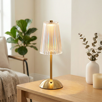 Petite lampe de bureau LED sans fil à rayures, avec 3 températures de couleur, rechargeable, à variation d'intensité tactile, lampe d'étude portable