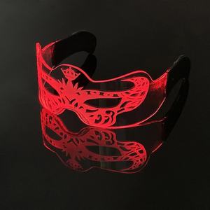 Masker lampu LED warna-warni Pria Wanita masker wajah setengah bercahaya properti konser musik perlengkapan Bar ulang tahun Masker penyamaran pesta - Product Image 5