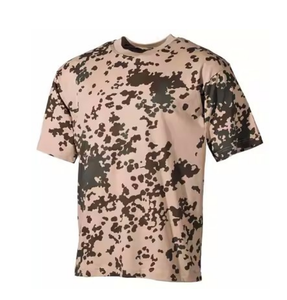T-shirt en coton tricoté camouflage pour homme, col rond, manches courtes, personnalisable et en stock - Product Image 3