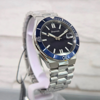 Montre mécanique en acier inoxydable Tsuyosat NJ0230, étanche, avec cadran bleu marine à motif soleil, personnalisable, en promotion