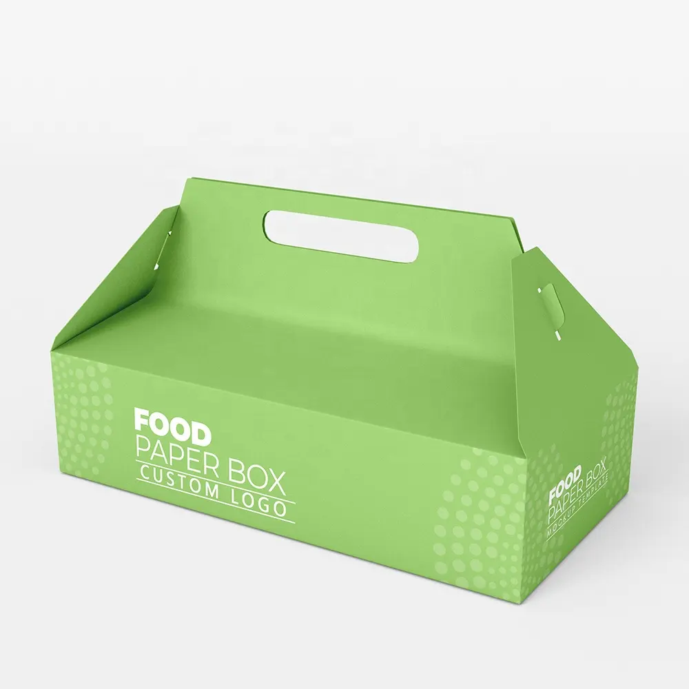 Toptan özel Logo Burger Hot Dog ambalaj gıda kutu karton kağıt paket yuvarlak kızarmış tavuk ve patates kızartması kutusu ambalaj