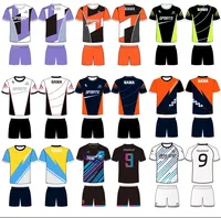 Jersey Sepak Bola Kustom Cepat Kering Profesional Unisex Semua Musim Set Satu Potong Layanan OEM Bahan 100% Poliester