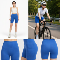 Shorts de sport pour femme, taille haute, élastiques, avec poches, en spandex tricoté, style biker, 220g, doux comme une pêche, légers
