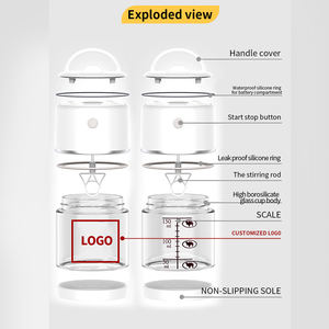 FINDNICE Mini Tasse à Mélange Automatique en Verre Borosilicate 160ml, Logo Personnalisé Minimaliste, Étanche, Anti-Fuite, Expédition en 48H, Articles de Boisson - Product Image 4