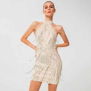 JF-<span class=keywords><strong>vestido</strong></span> de noche elegante, con lentejuelas, cuello colgante, borla, Sexy, <span class=keywords><strong>ajustado</strong></span>, para graduación - Product Image 3