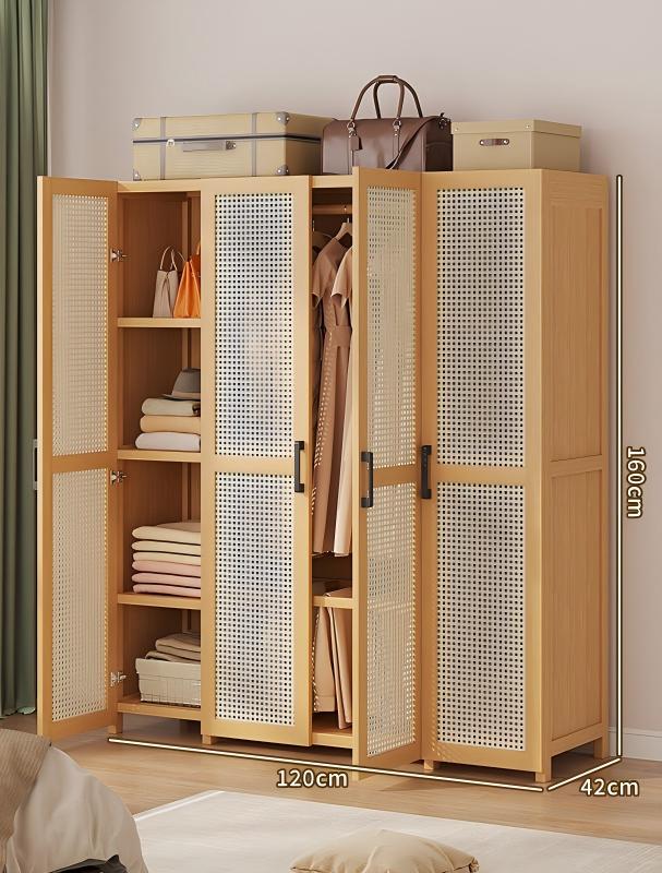 Plastic rattan wardrobe four door-pants rack