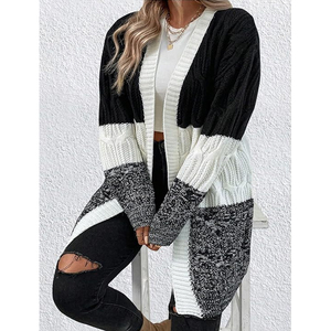 Cardigan Lavorato a Maglia da <span class=keywords><strong>Donna</strong></span> <span class=keywords><strong>Oversize</strong></span> con Scollo a V, Maglione Invernale a Maniche Lunghe - Product Image 1