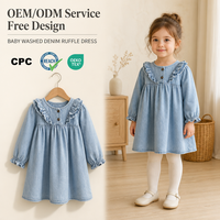 Engepapa Automne Chemise Cowboy à Col Rond pour Enfants Vêtements Décontractés à la Mode pour Enfants Combinaison Unisexe Bébé Robes Filles