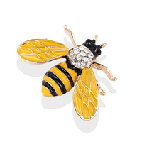 Broche Abeille en Alliage avec Strass, Émail Coulé, Style Européen et Américain, Épingle Insecte, Boucle de Col, Cadeau de Mariage, Plaqué Rhodium, pour Enfants