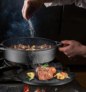 Moule à pain <span class=keywords><strong>en</strong></span> <span class=keywords><strong>fonte</strong></span> émaillée avec couvercle 33CM Antiadhésif pour pain au levain et pain pullman fait maison Passe au lave-vaisselle et au micro-ondes - Product Image 6