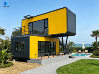 Maison préfabriquée à deux étages, style cabane, moderne, modulaire, avec balcon, pour villas de plage, villas de vacances