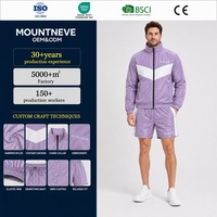 Ensemble veste et short pour homme à col montant, fermeture éclair intégrale, taille à cordon, vêtements de sport légers, conception de logo personnalisée, tenue OEM ODM