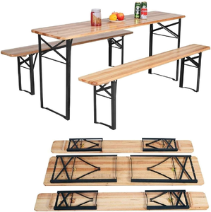 Vente directe d'usine, table et banc pliants en bois personnalisables pour jardin, pique-nique, terrasse, bière - Product Image 3